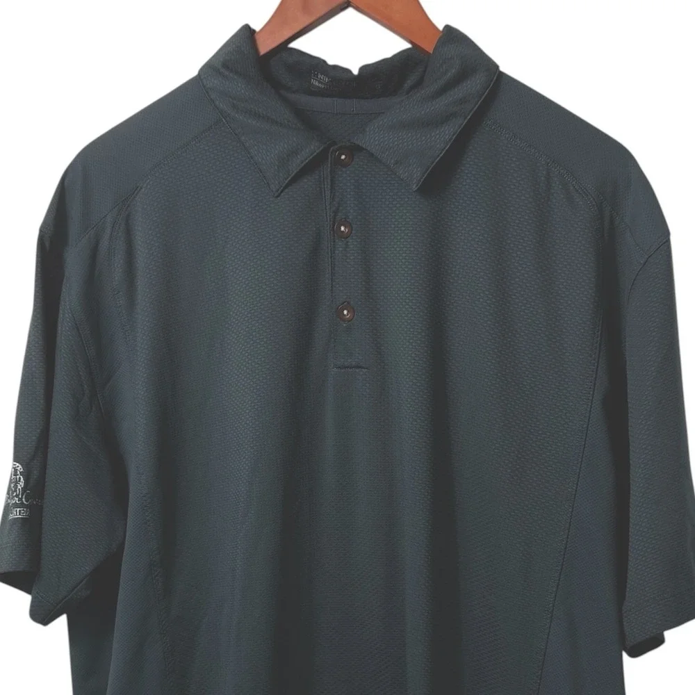 Nike Golf Polo Shirt Mens Large Gray Dri Fit Palmer Course La Cantera Logo